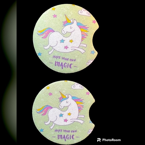 Unicorn Make Your Own Magic Car Cup Holder Coasters Set New - Picture 1 of 2